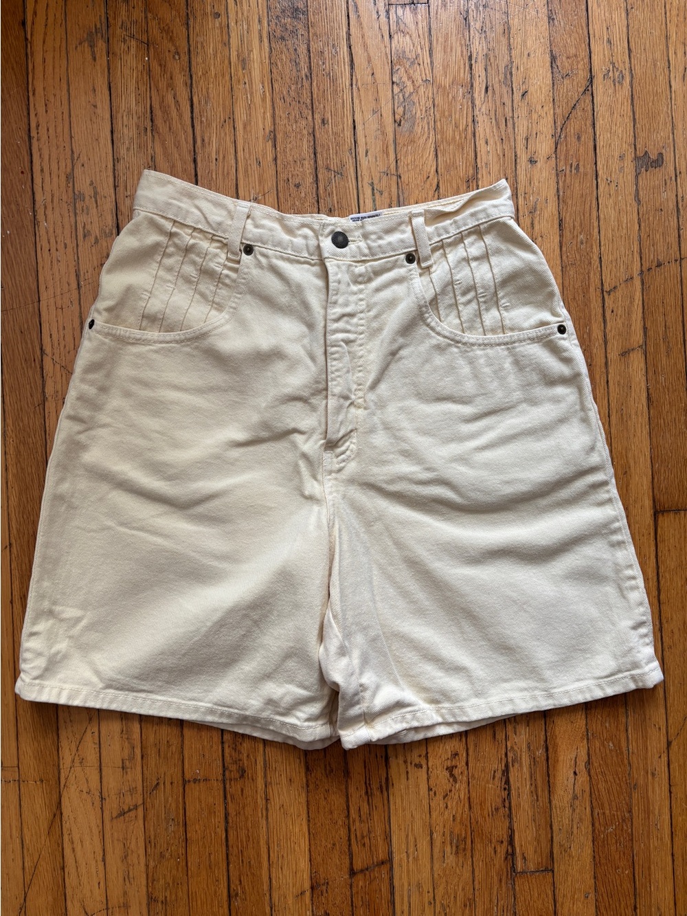 Vintage butter yellow high waist denim shorts